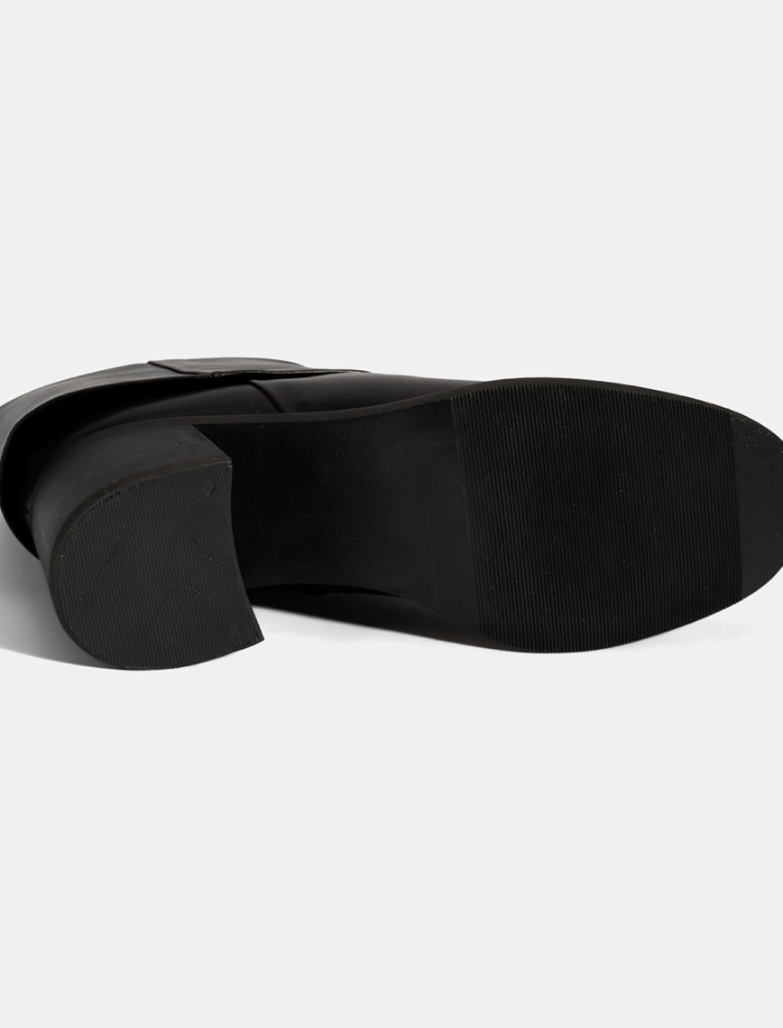 Kadın Siyah Katlama Detaylı Topuklu Deri Bot Kadın Siyah Katlama Detaylı Topuklu Deri Bot