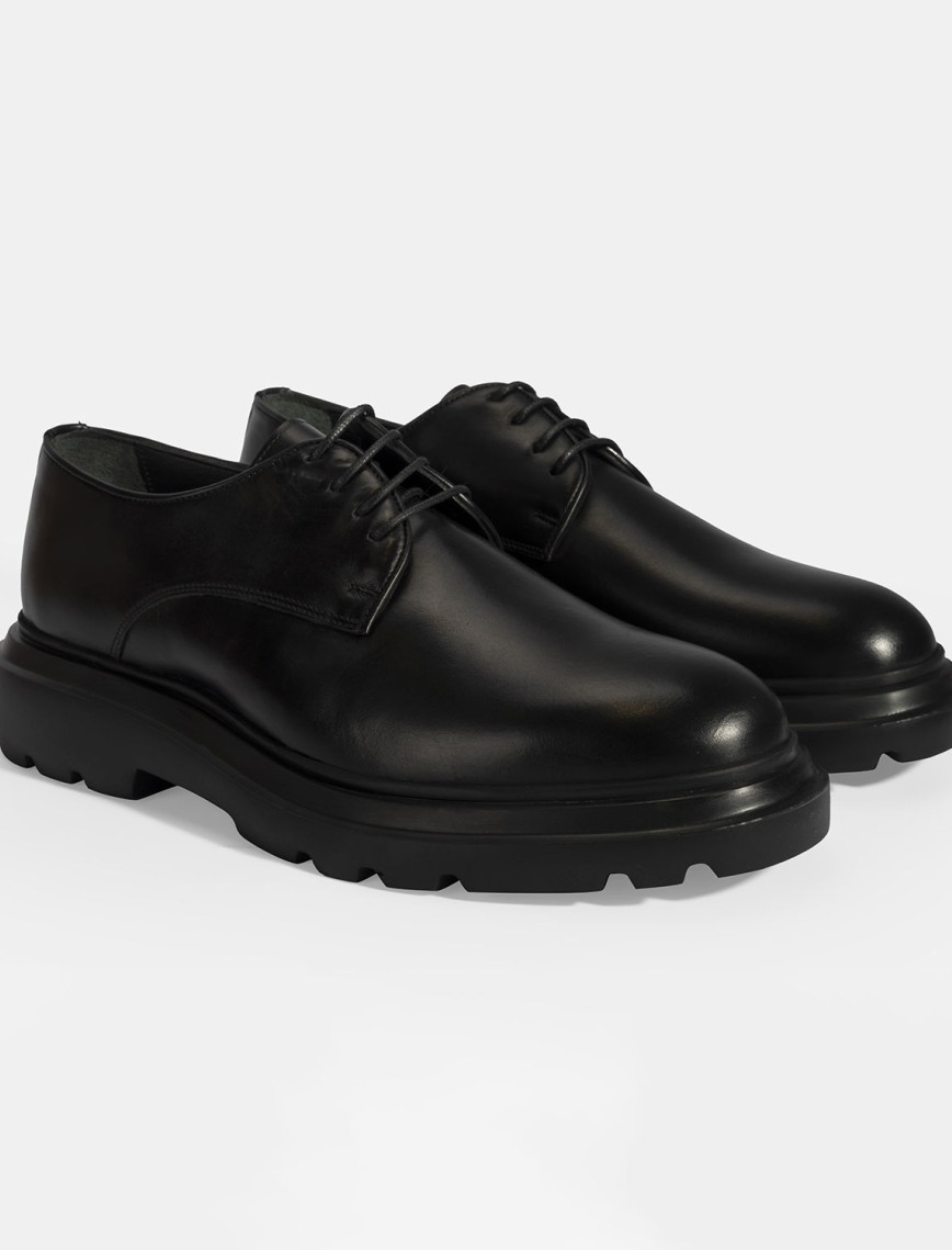 Erkek Siyah Bağcıklı Deri Klasik Ayakkabı Erkek Siyah Bağcıklı Deri Klasik Ayakkabı