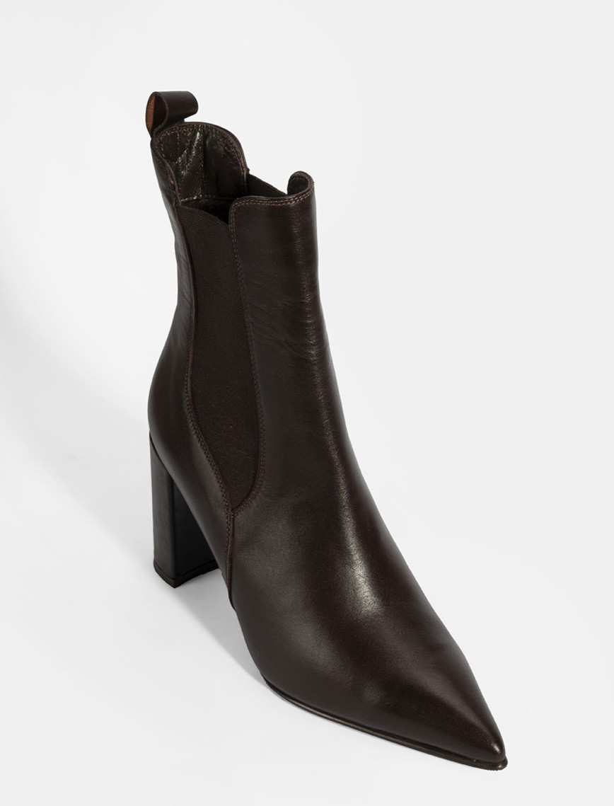 Kadın Kahve Lastikli Topuklu Deri Bot Kadın Kahve Lastikli Topuklu Deri Bot