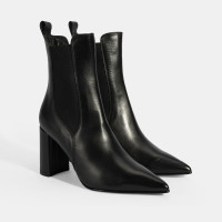 Kadın Siyah Lastikli Topuklu Deri Bot Kadın Siyah Lastikli Topuklu Deri Bot