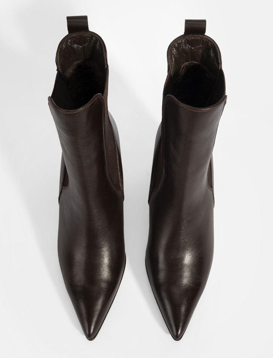 Kadın Kahve Lastikli Topuklu Deri Bot Kadın Kahve Lastikli Topuklu Deri Bot