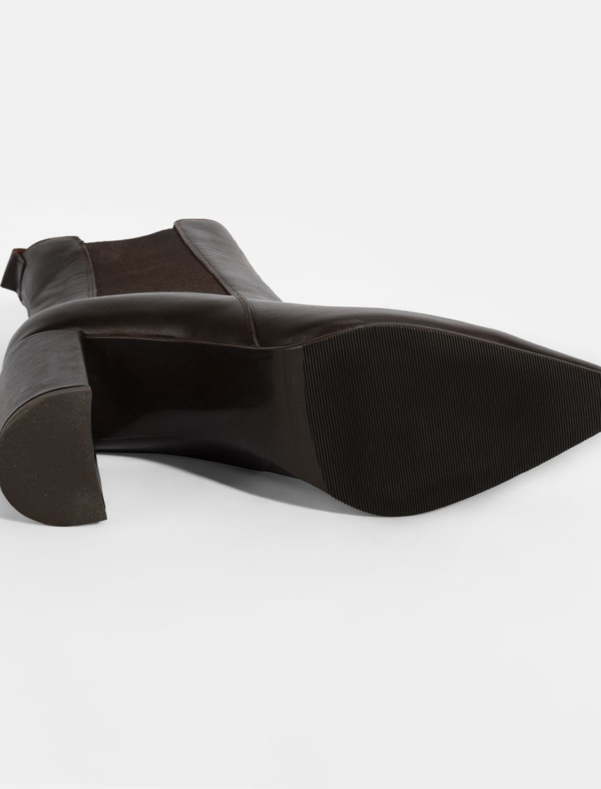 Kadın Kahve Lastikli Topuklu Deri Bot Kadın Kahve Lastikli Topuklu Deri Bot