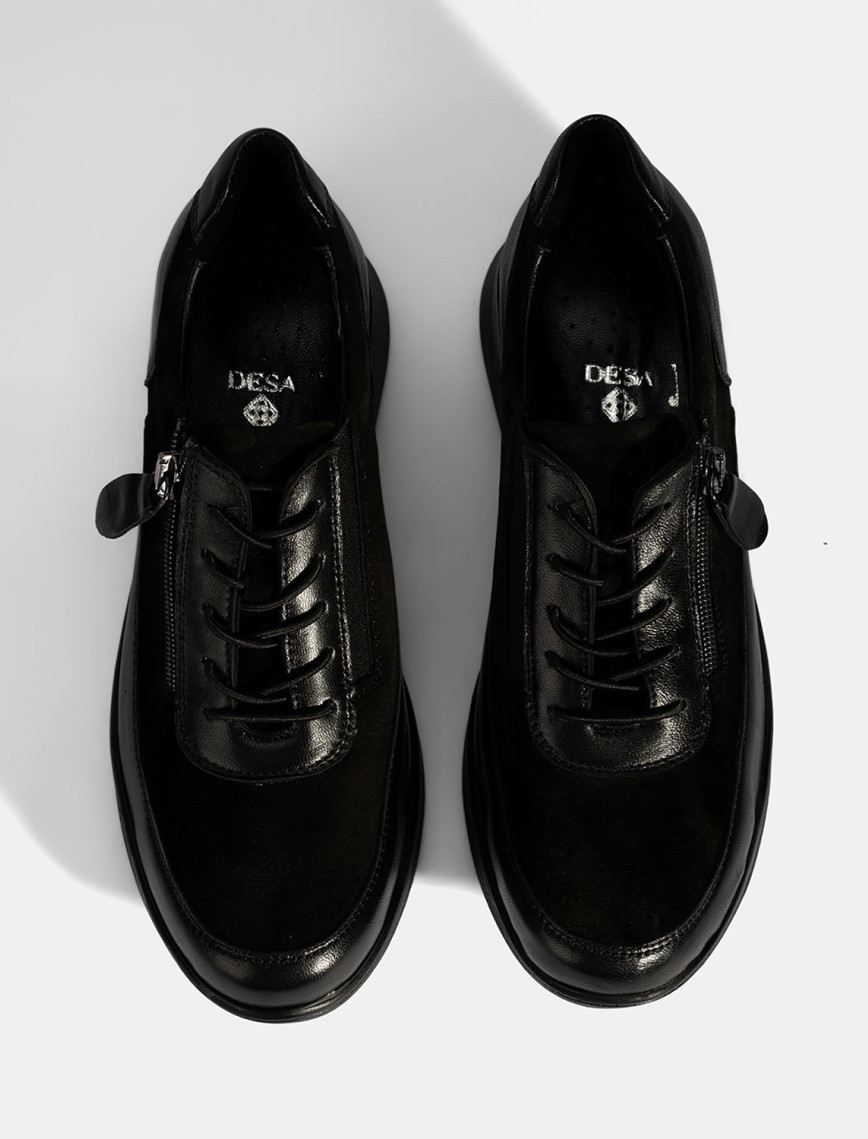 Kadın Siyah Bağcıklı DesaComfort Deri Ayakkabı Kadın Siyah Bağcıklı DesaComfort Deri Ayakkabı