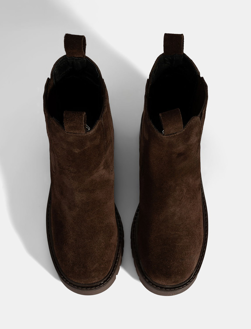 Kadın Kahve Lastikli Topuklu Süet Chelsea Bot Kadın Kahve Lastikli Topuklu Süet Chelsea Bot