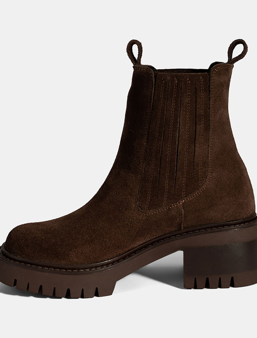 Kadın Kahve Lastikli Topuklu Süet Chelsea Bot Kadın Kahve Lastikli Topuklu Süet Chelsea Bot