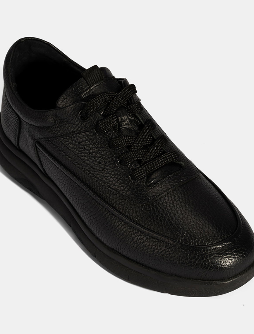 Erkek Siyah Bağcıklı Deri Günlük Ayakkabı Erkek Siyah Bağcıklı Deri Günlük Ayakkabı