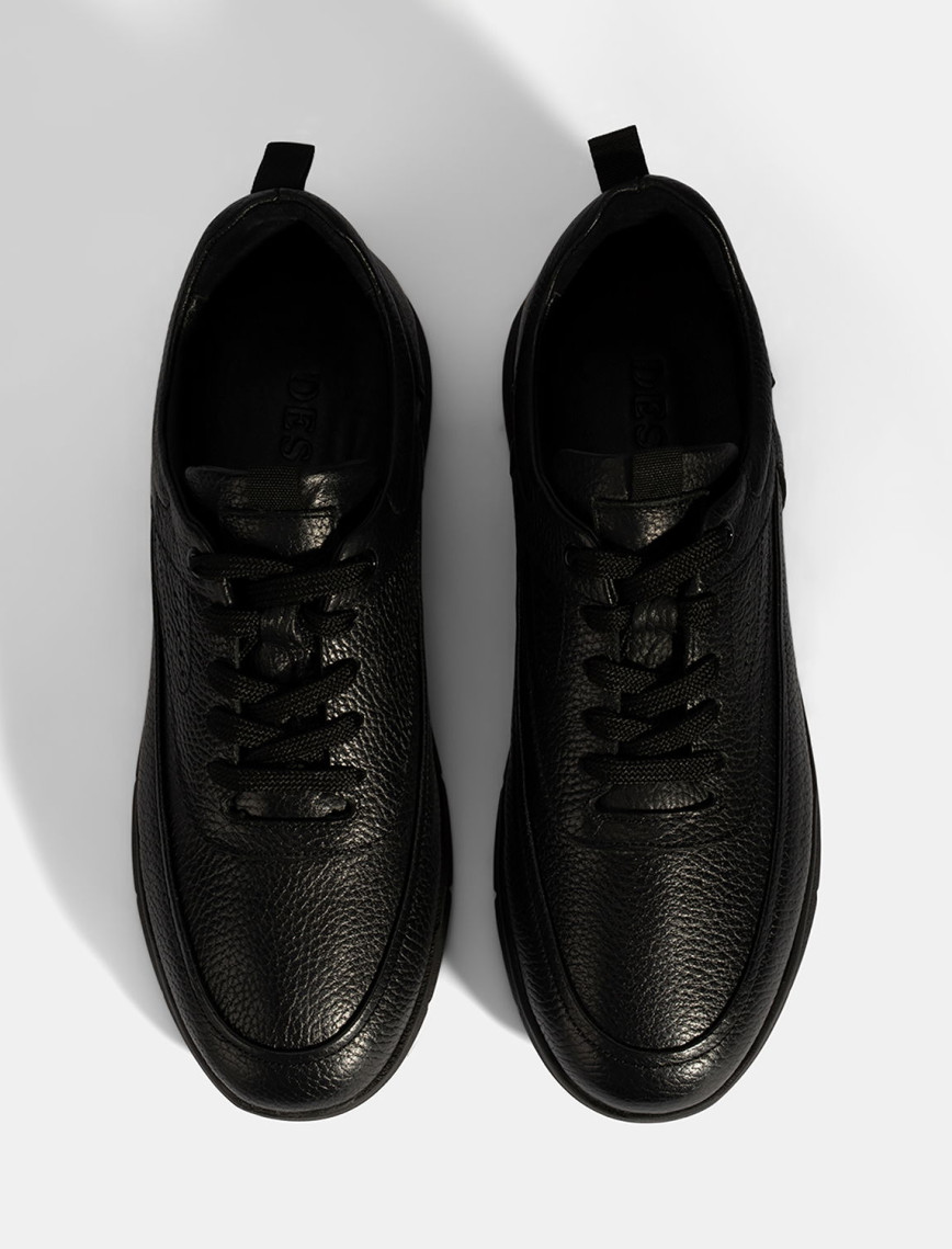 Erkek Siyah Bağcıklı Deri Günlük Ayakkabı Erkek Siyah Bağcıklı Deri Günlük Ayakkabı