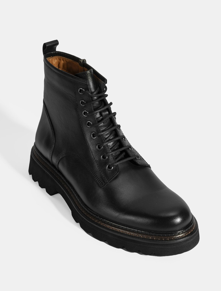 Erkek Siyah Bağcıklı Deri Postal Bot Erkek Siyah Bağcıklı Deri Postal Bot