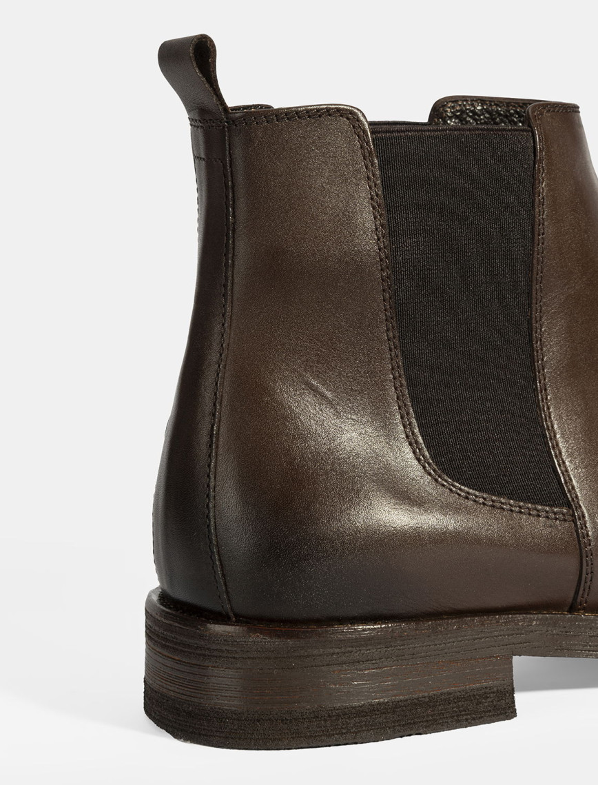 Erkek Kahve Lastik Detaylı Deri Bot Erkek Kahve Lastik Detaylı Deri Bot