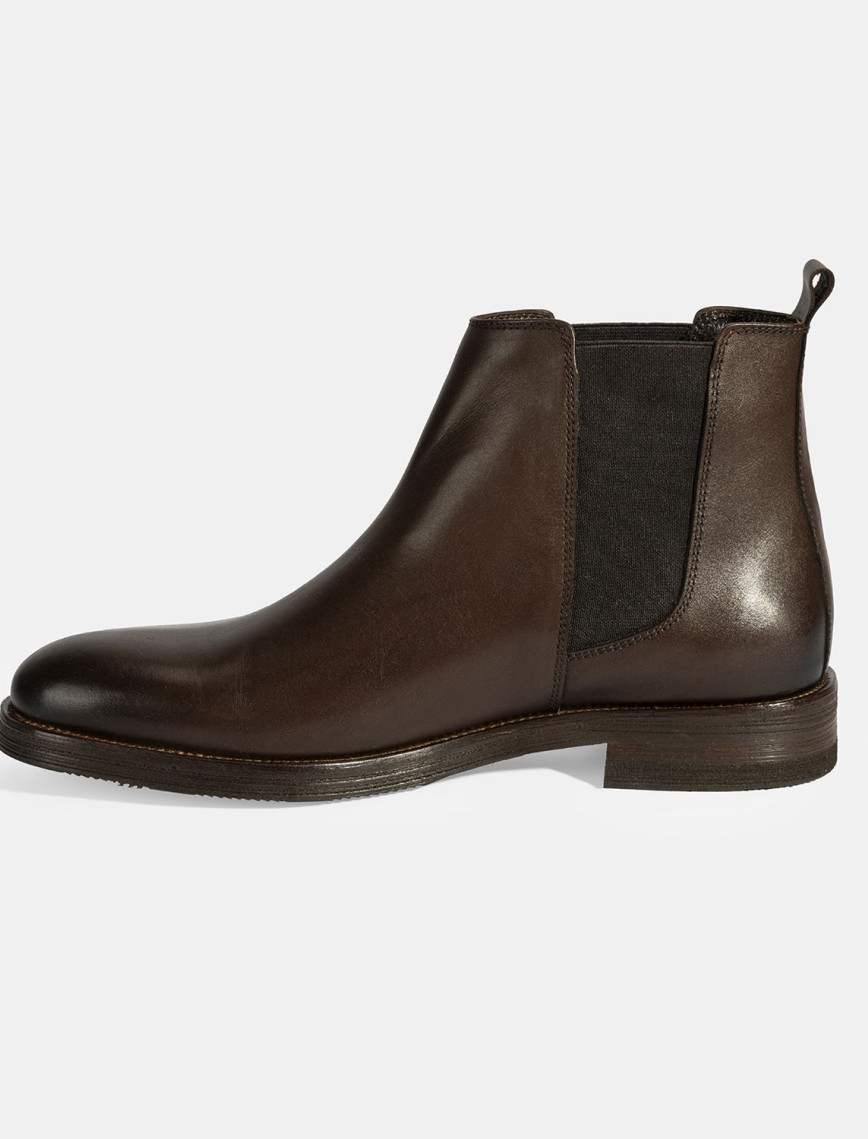 Erkek Kahve Lastik Detaylı Deri Bot Erkek Kahve Lastik Detaylı Deri Bot