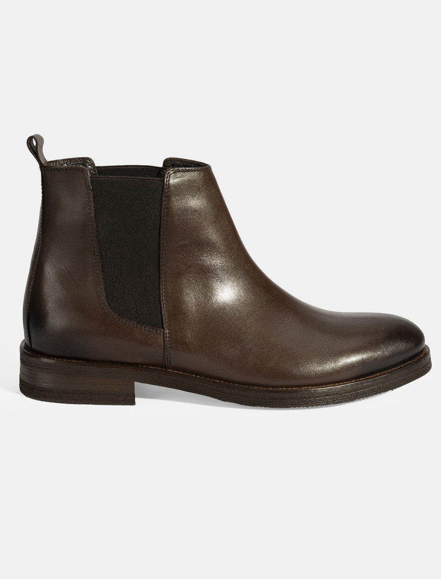 Erkek Kahve Lastik Detaylı Deri Bot Erkek Kahve Lastik Detaylı Deri Bot