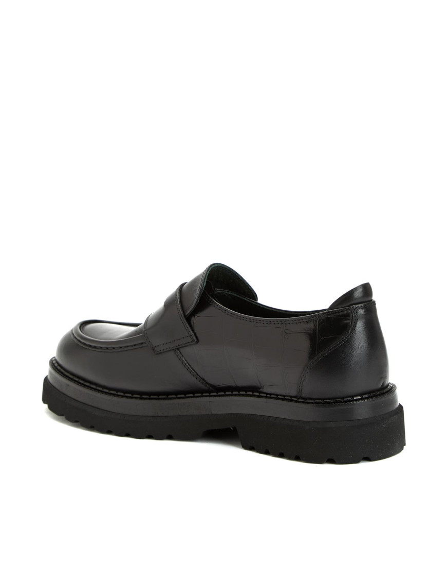 George Hogg Erkek Siyah Kroko Detaylı Deri Loafer George Hogg Erkek Siyah Kroko Detaylı Deri Loafer