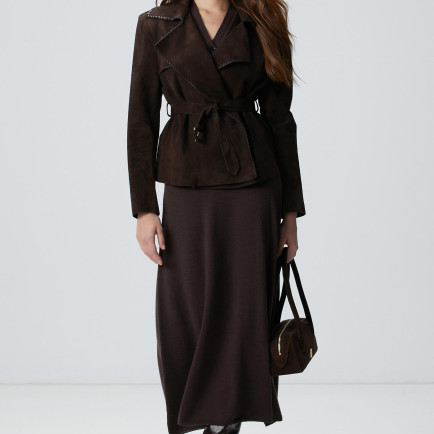 Network Kadın Acı Kahve Midi Yün Triko Etek Network Kadın Acı Kahve Midi Yün Triko Etek