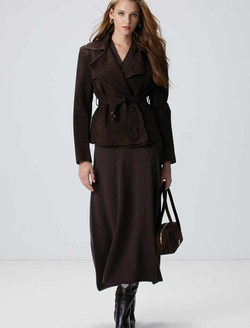 Network Kadın Acı Kahve Midi Yün Triko Etek Network Kadın Acı Kahve Midi Yün Triko Etek