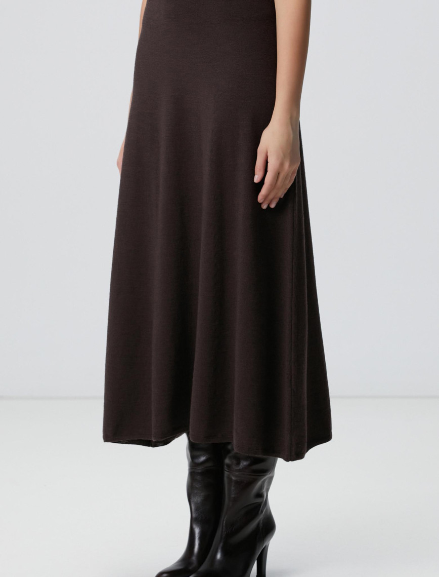 Network Kadın Acı Kahve Midi Yün Triko Etek Network Kadın Acı Kahve Midi Yün Triko Etek