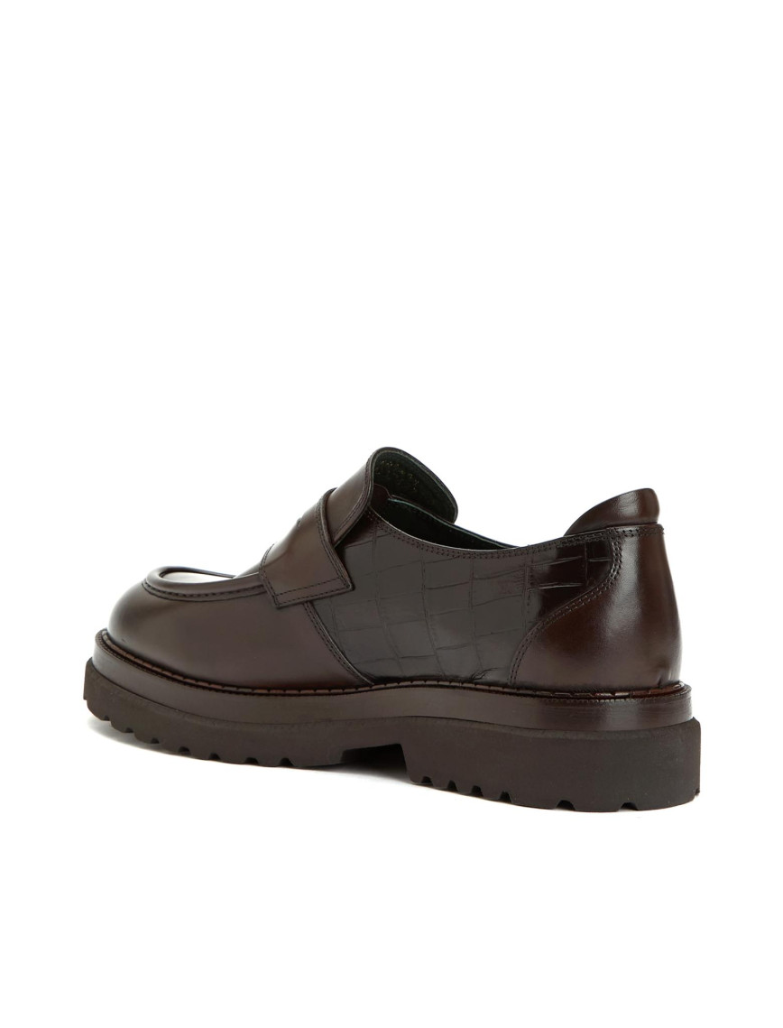 George Hogg Erkek Kahverengi Kroko Detaylı Deri Loafer George Hogg Erkek Kahverengi Kroko Detaylı Deri Loafer