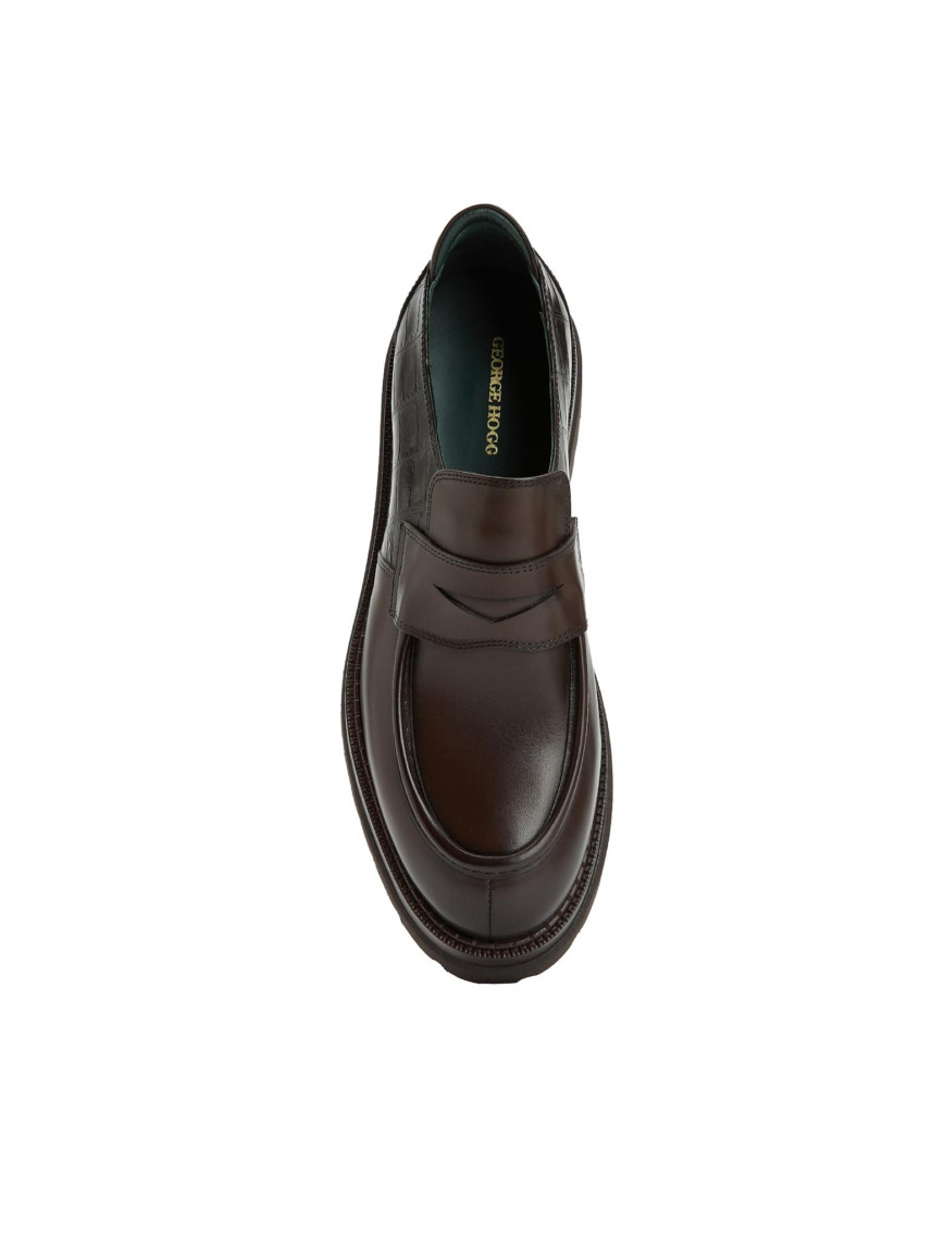 George Hogg Erkek Kahverengi Kroko Detaylı Deri Loafer George Hogg Erkek Kahverengi Kroko Detaylı Deri Loafer