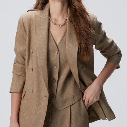 Network Kadın Vizon Melanj Keten Karışımlı Ceket Network Kadın Vizon Melanj Keten Karışımlı Ceket