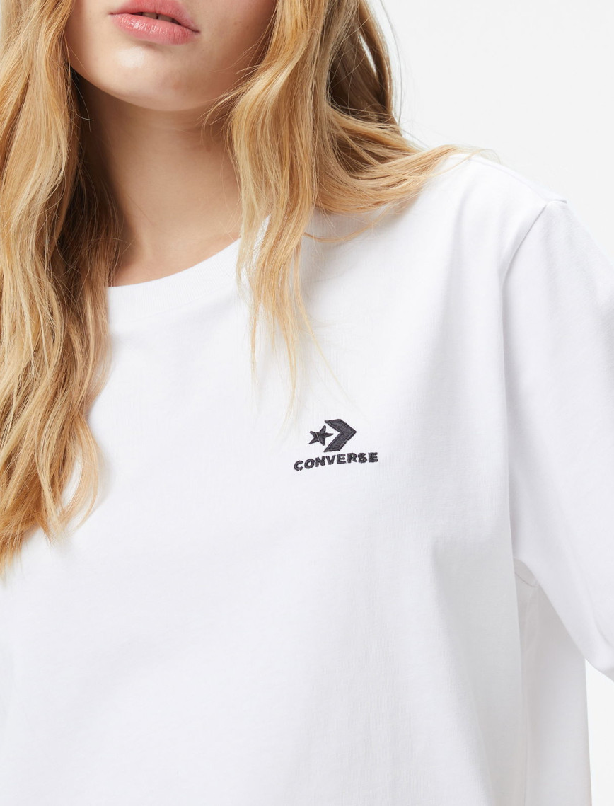 Converse Go-To Embroidered Star Chevron Unisex Beyaz T-Shirt Converse Go-To Embroidered Star Chevron Unisex Beyaz T-Shirt