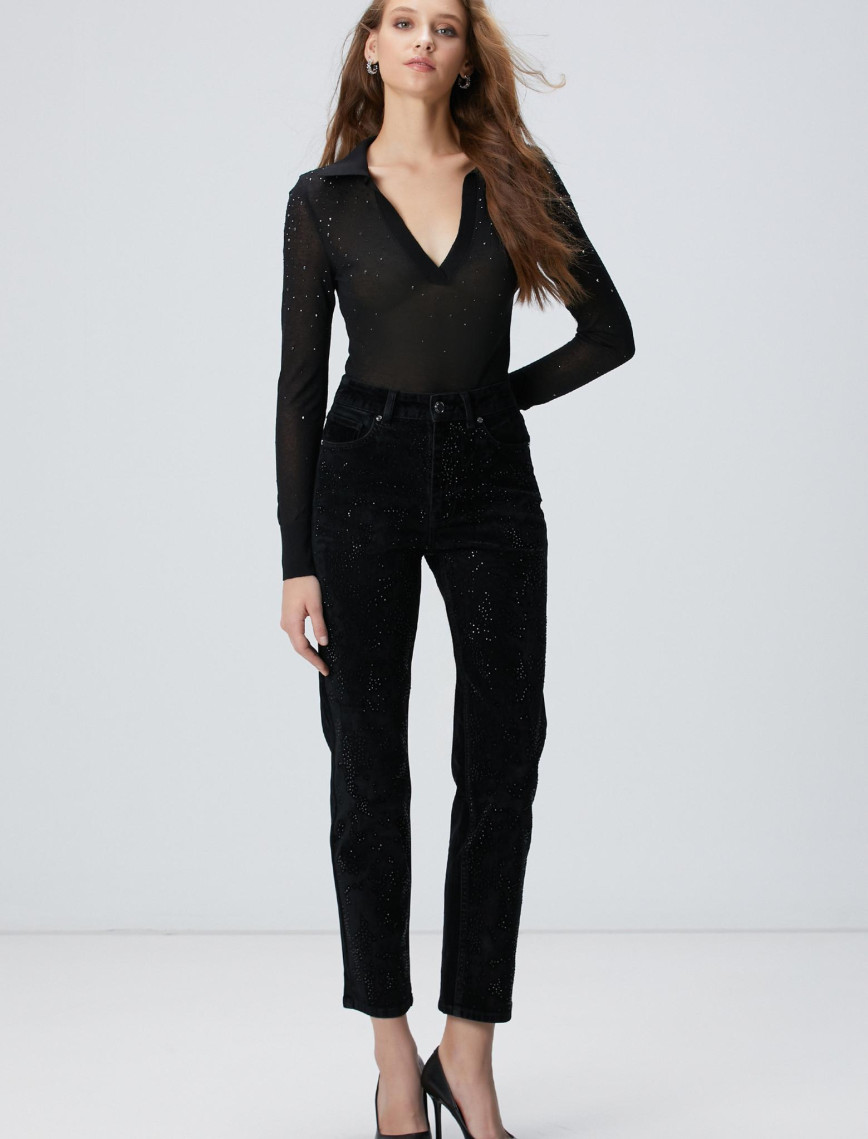 Network Kadın Siyah Kadife Denim Pantolon Network Kadın Siyah Kadife Denim Pantolon