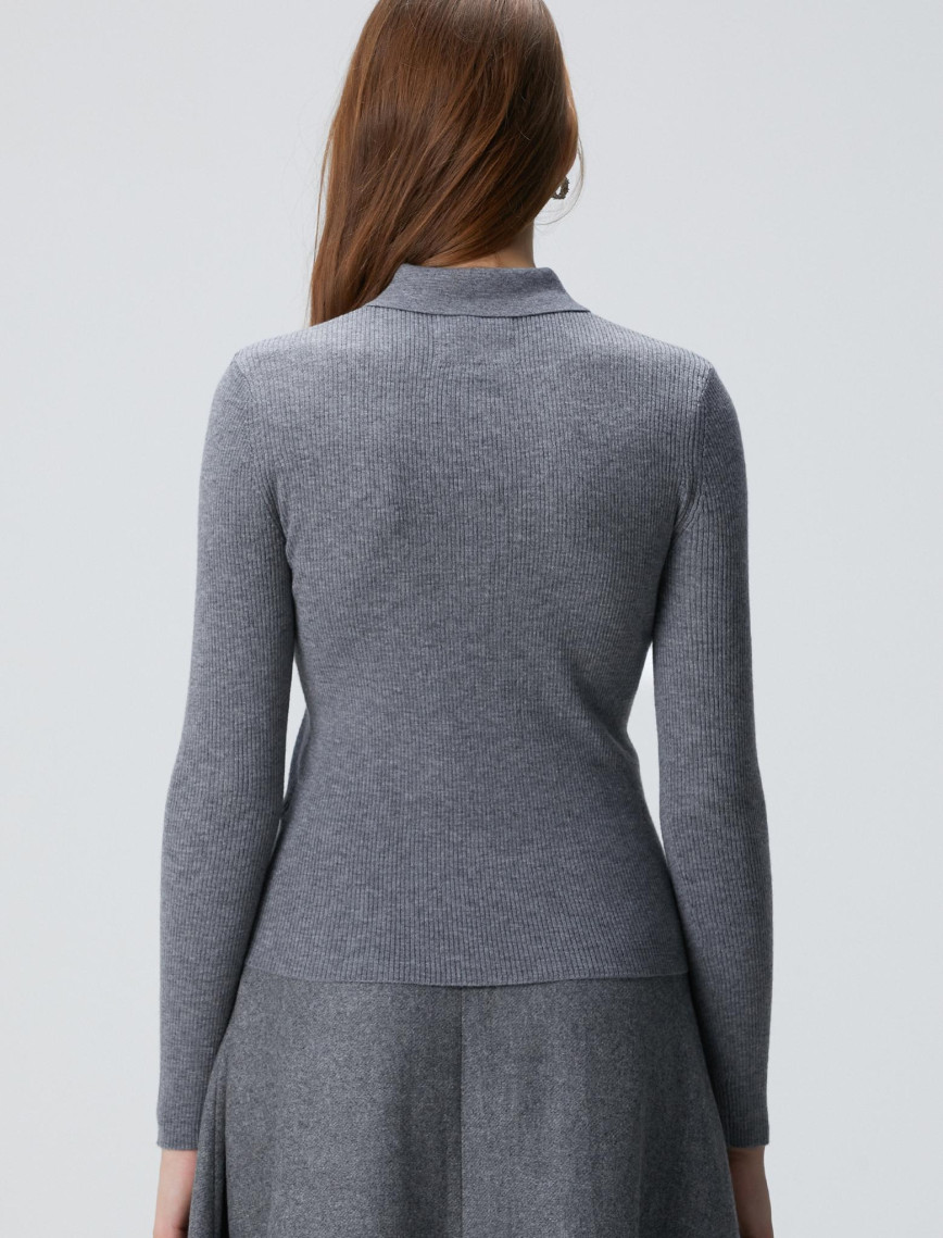 Network Kadın Gri Melanj Kazak