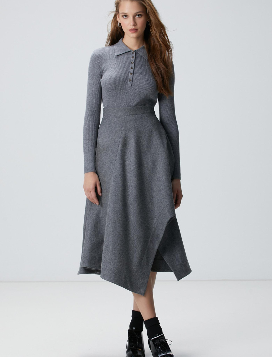 Network Kadın Gri Melanj Kazak