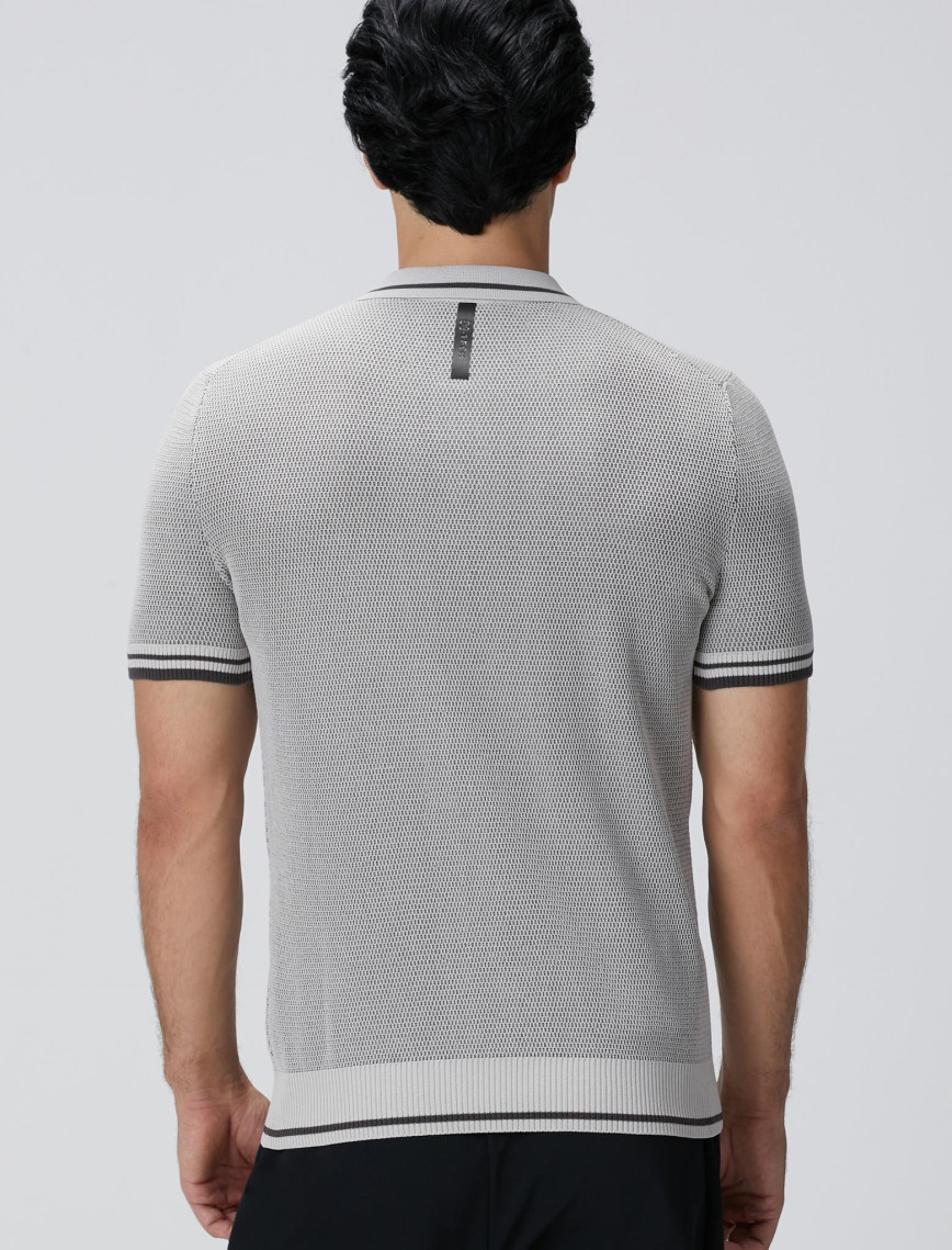 Network Erkek N-Tech Taş Polo Yaka Petek Desenli Triko Kazak