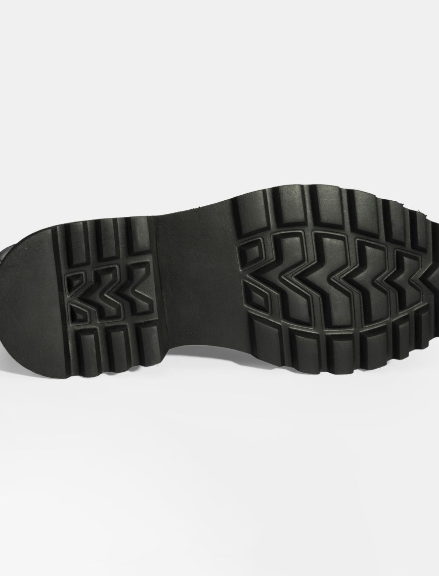 Erkek Siyah Lastik Detaylı Deri Bot Erkek Siyah Lastik Detaylı Deri Bot