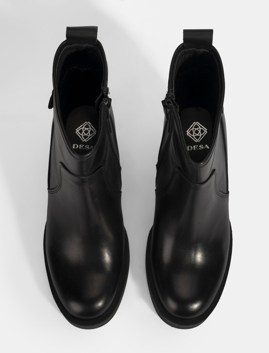 Kadın Siyah Kalın Topuklu Deri Bot Kadın Siyah Kalın Topuklu Deri Bot