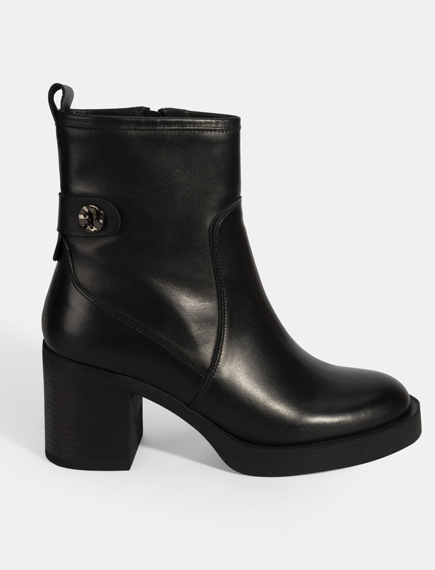 Kadın Siyah Kalın Topuklu Deri Bot Kadın Siyah Kalın Topuklu Deri Bot