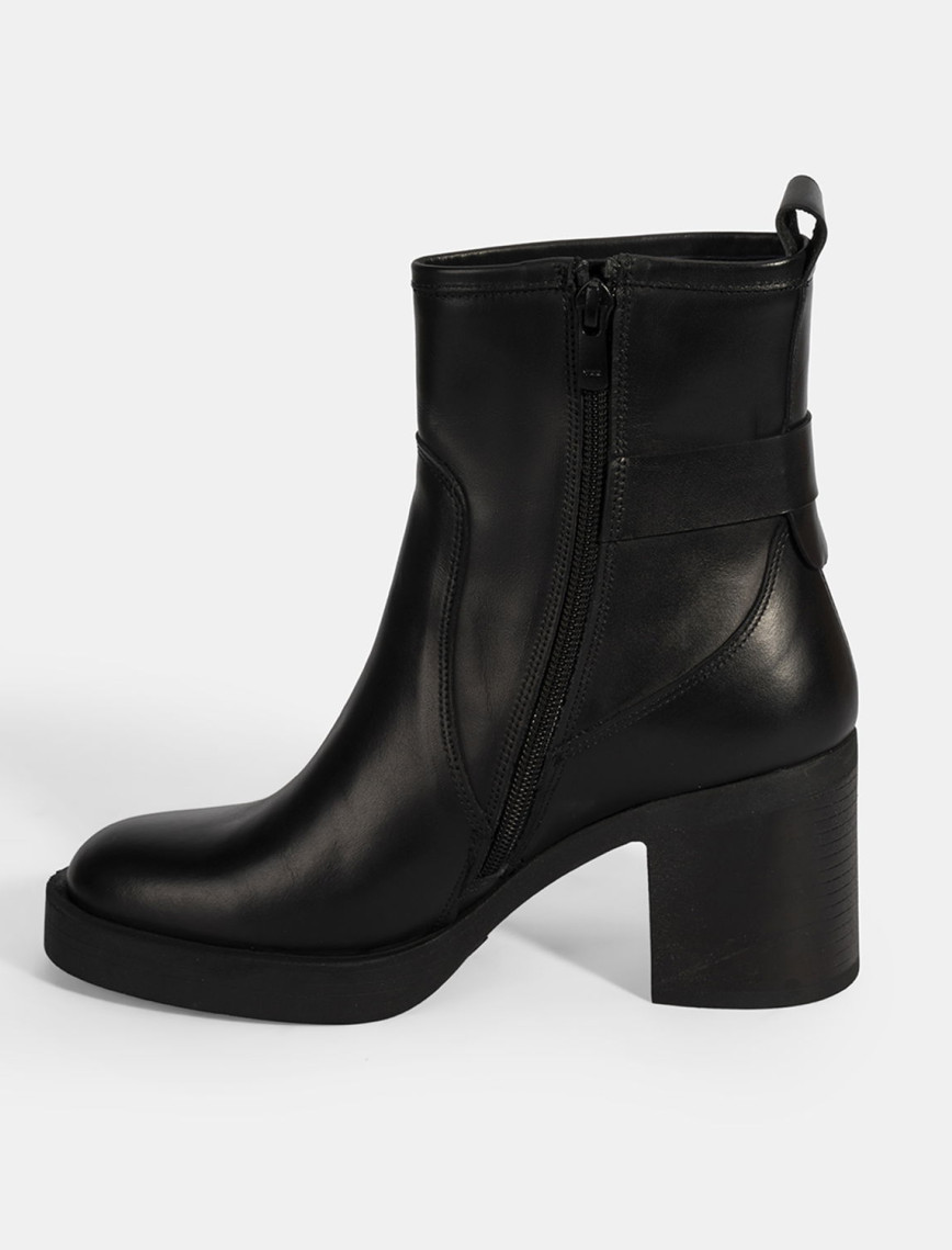 Kadın Siyah Kalın Topuklu Deri Bot Kadın Siyah Kalın Topuklu Deri Bot