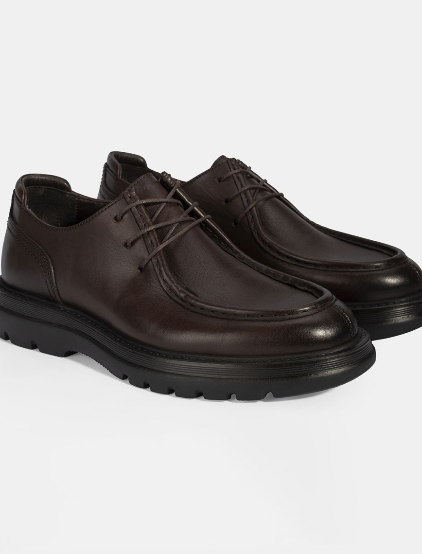 Erkek Kahve Bağcıklı Deri Klasik Ayakkabı Erkek Kahve Bağcıklı Deri Klasik Ayakkabı