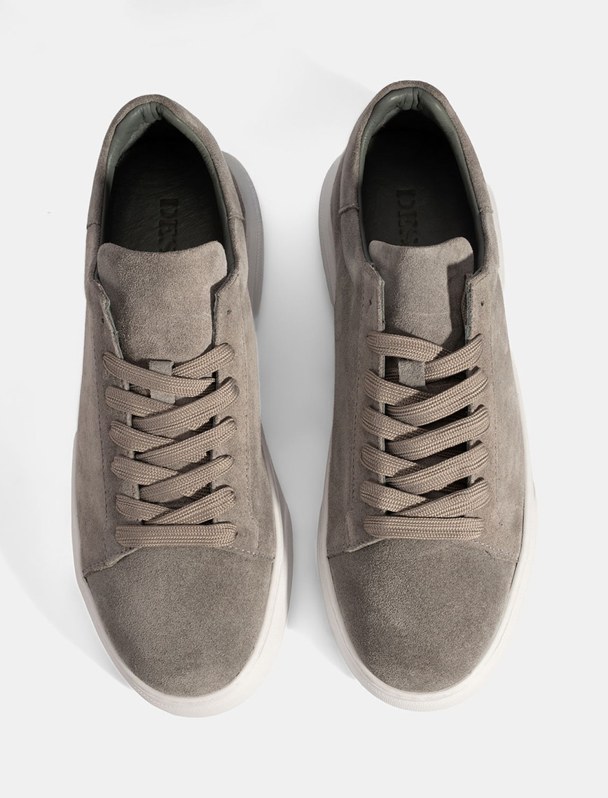 Erkek Gri Bağcıklı Deri Günlük Ayakkabı Erkek Gri Bağcıklı Deri Günlük Ayakkabı