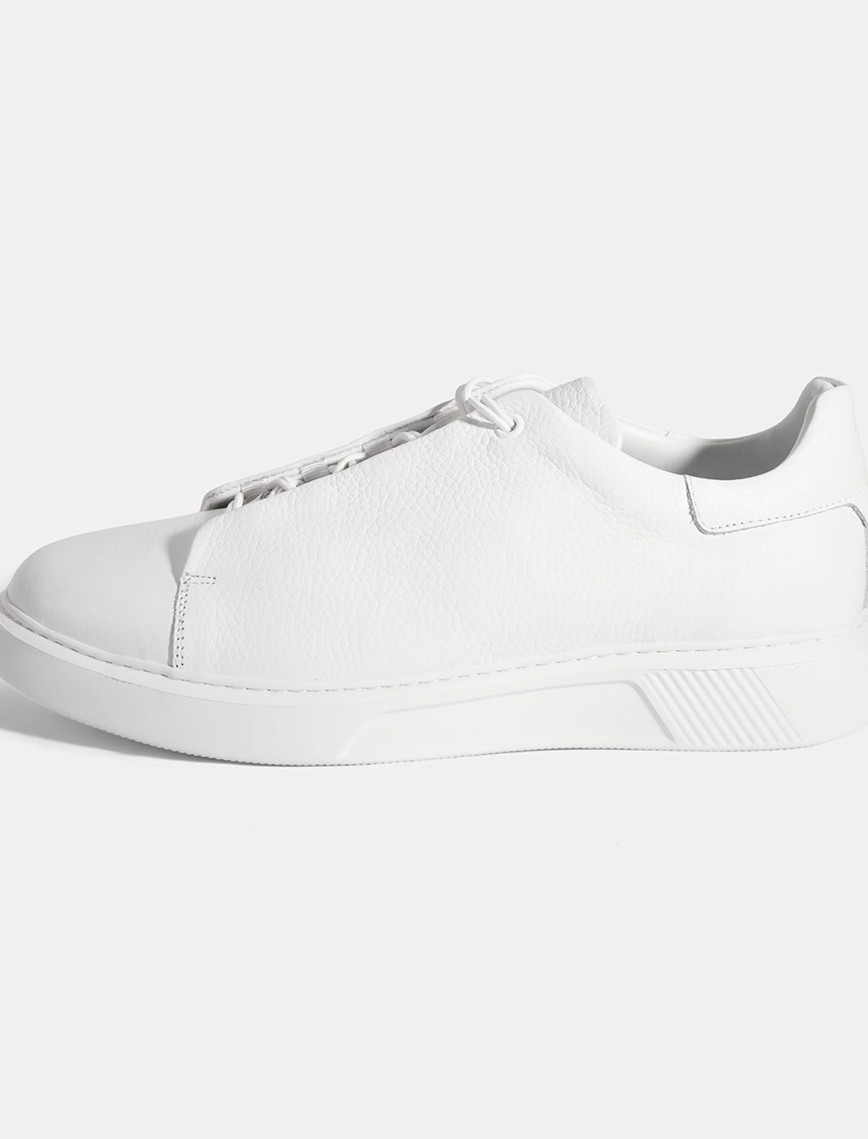 Erkek Beyaz Bağcıklı Deri Günlük Ayakkabı Erkek Beyaz Bağcıklı Deri Günlük Ayakkabı