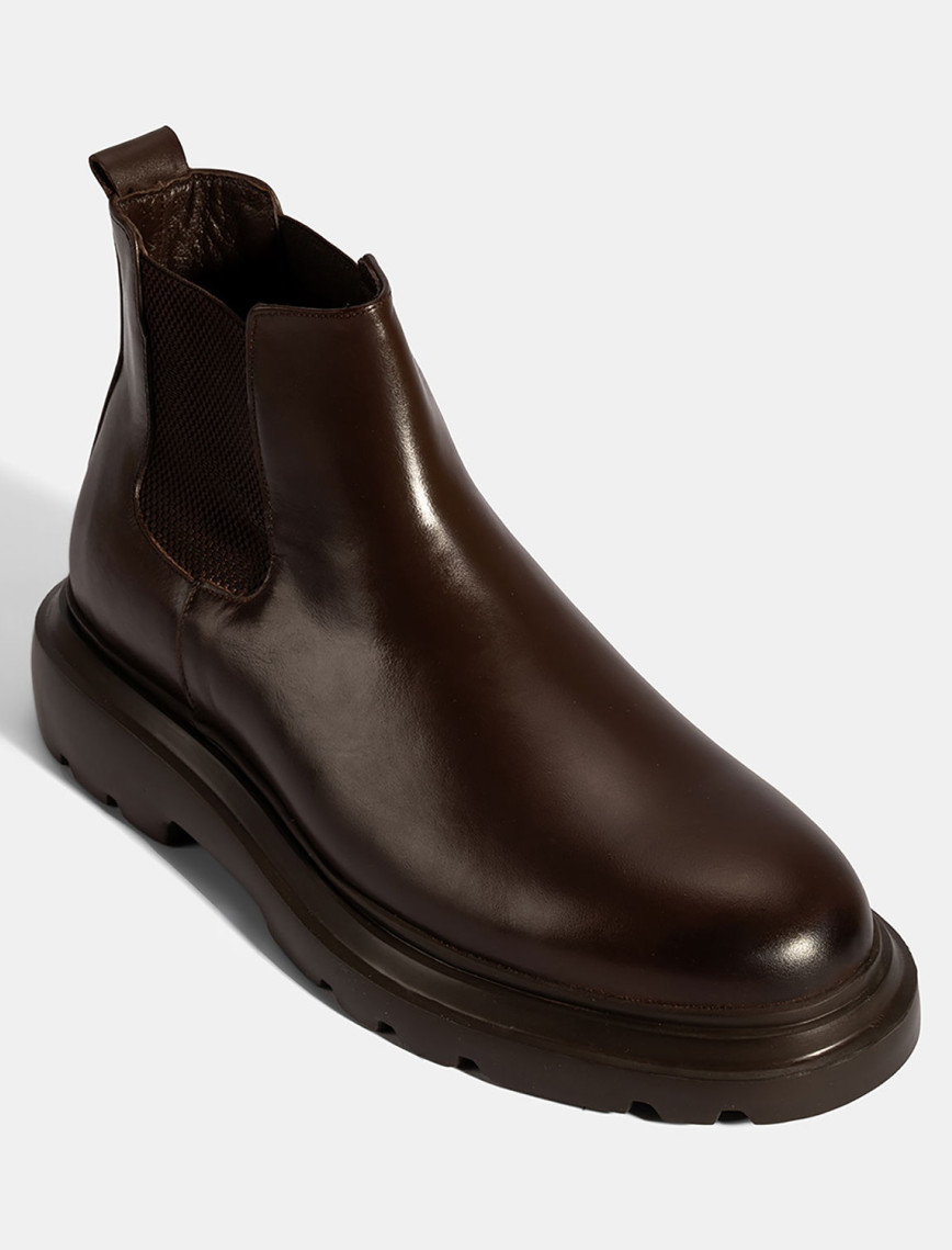 Erkek Kahve Lastikli Deri Bot Erkek Kahve Lastikli Deri Bot