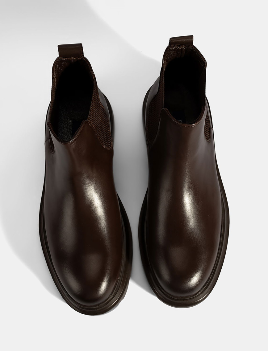 Erkek Kahve Lastikli Deri Bot Erkek Kahve Lastikli Deri Bot