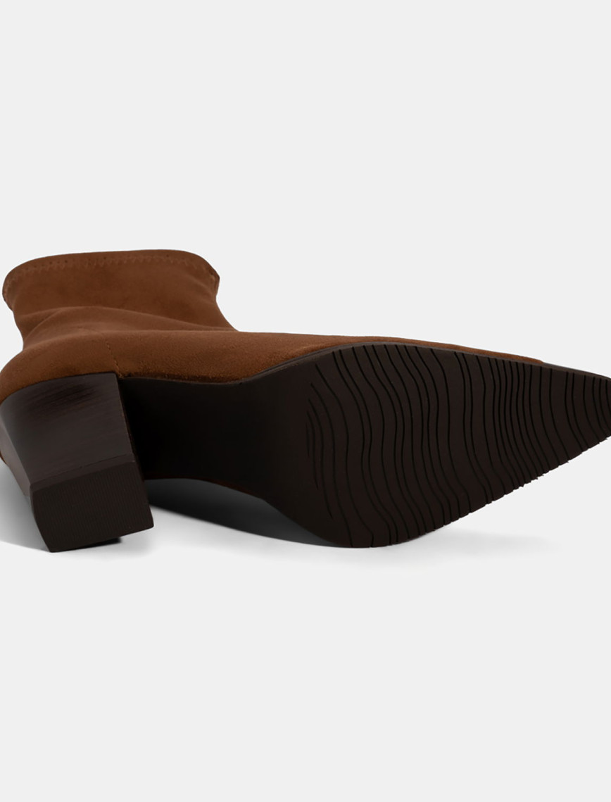 Kadın Taba Metal Burun Detaylı Topuklu Stretch Bot Kadın Taba Metal Burun Detaylı Topuklu Stretch Bot