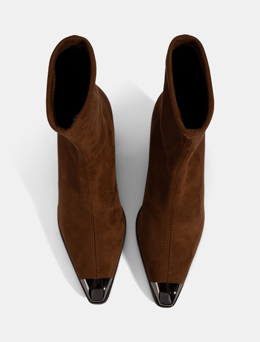 Kadın Taba Metal Burun Detaylı Topuklu Stretch Bot Kadın Taba Metal Burun Detaylı Topuklu Stretch Bot