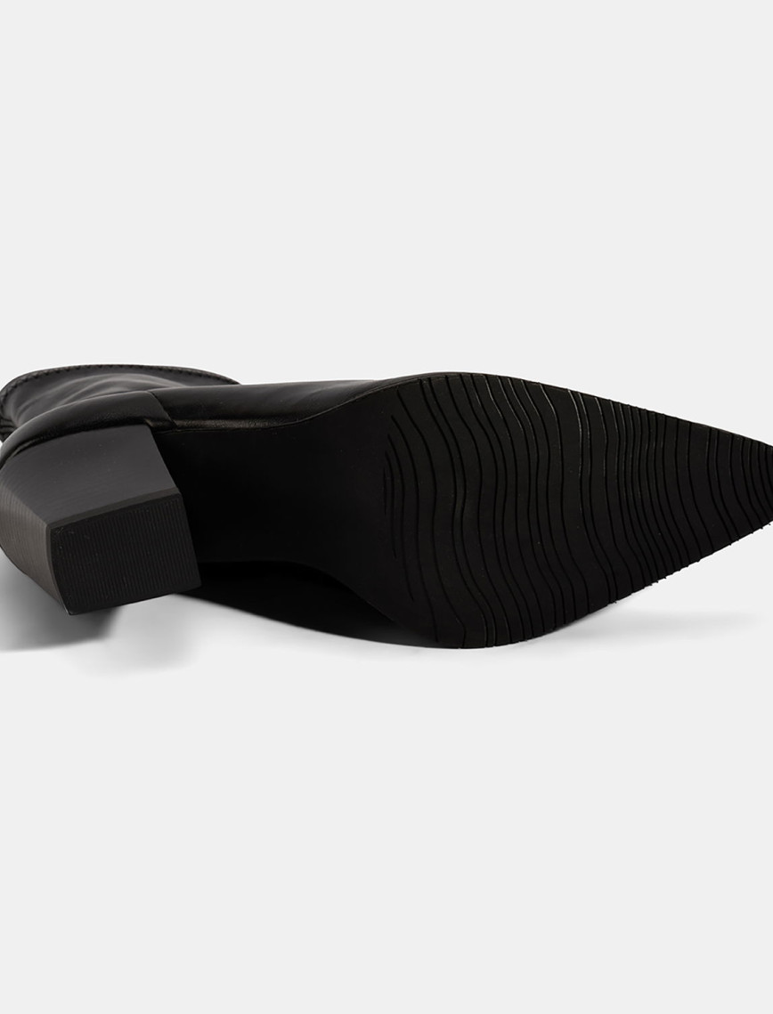 Kadın Siyah Metal Burun Detaylı Topuklu Stretch Bot Kadın Siyah Metal Burun Detaylı Topuklu Stretch Bot