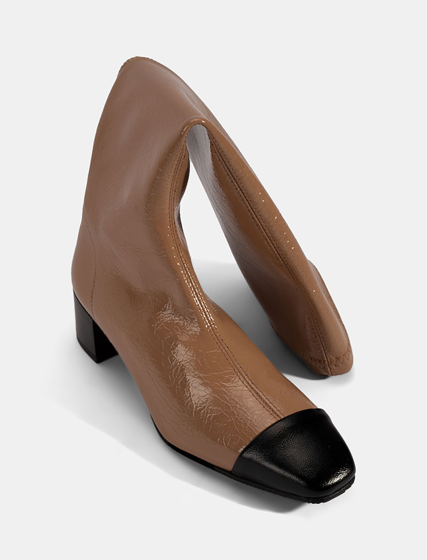 Kadın Taba Kalın Topuklu Stretch Çizme Kadın Taba Kalın Topuklu Stretch Çizme