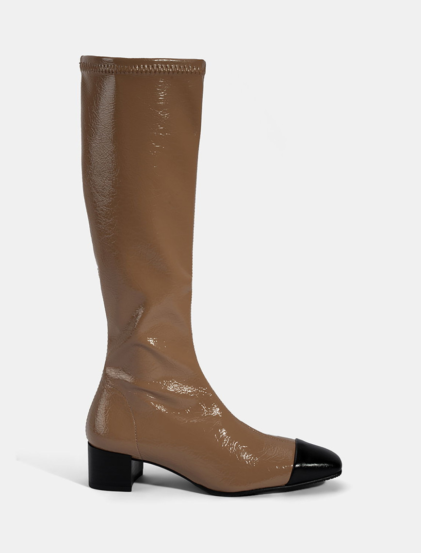 Kadın Taba Kalın Topuklu Stretch Çizme Kadın Taba Kalın Topuklu Stretch Çizme