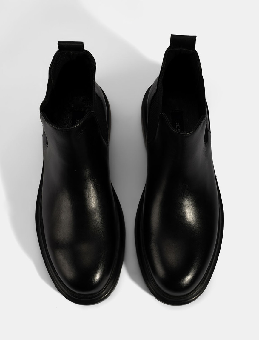 Erkek Siyah Lastikli Deri Bot Erkek Siyah Lastikli Deri Bot