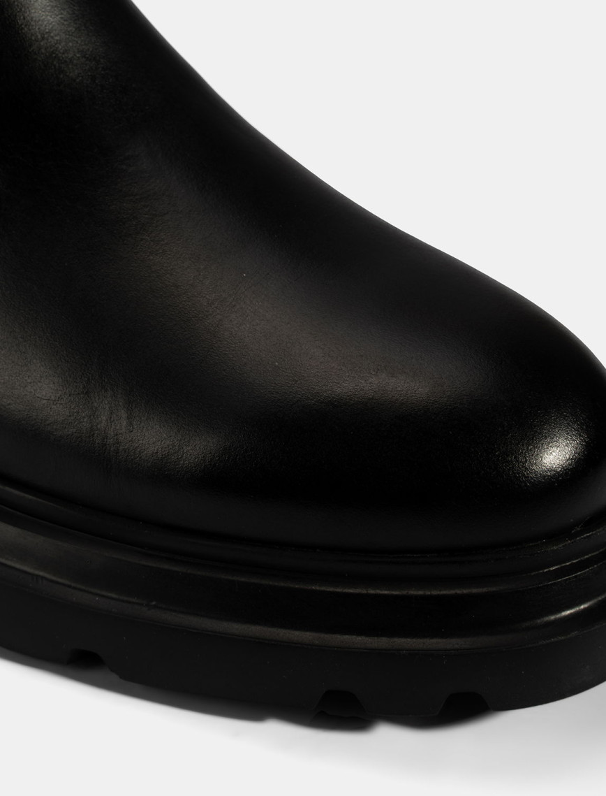 Erkek Siyah Lastikli Deri Bot Erkek Siyah Lastikli Deri Bot