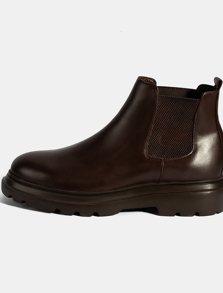 Erkek Kahve Lastikli Deri Bot Erkek Kahve Lastikli Deri Bot