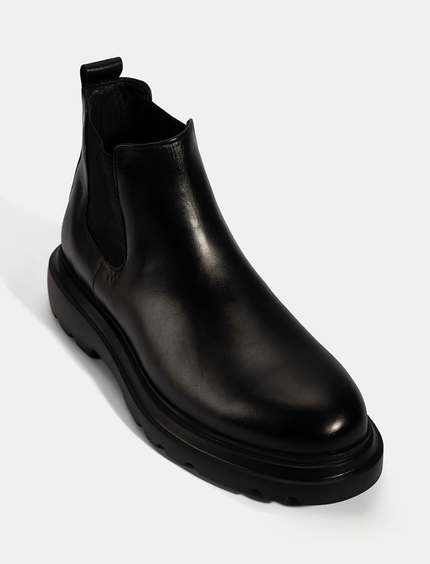 Erkek Siyah Lastikli Deri Bot Erkek Siyah Lastikli Deri Bot