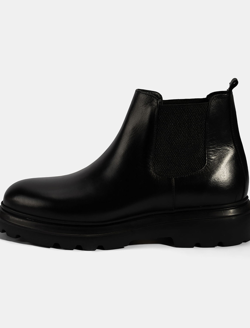 Erkek Siyah Lastikli Deri Bot Erkek Siyah Lastikli Deri Bot