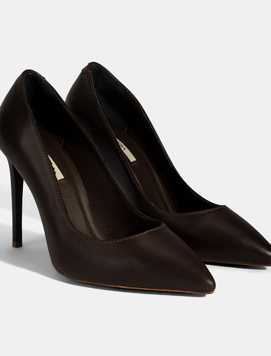 Kadın Siyah Deri Stiletto Kadın Siyah Deri Stiletto