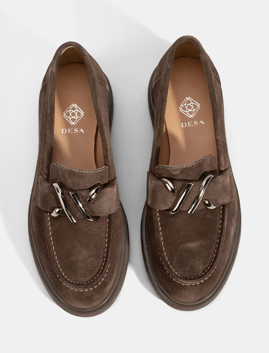 Kadın Kahve Metal Toka Detaylı Süet Loafer Kadın Kahve Metal Toka Detaylı Süet Loafer