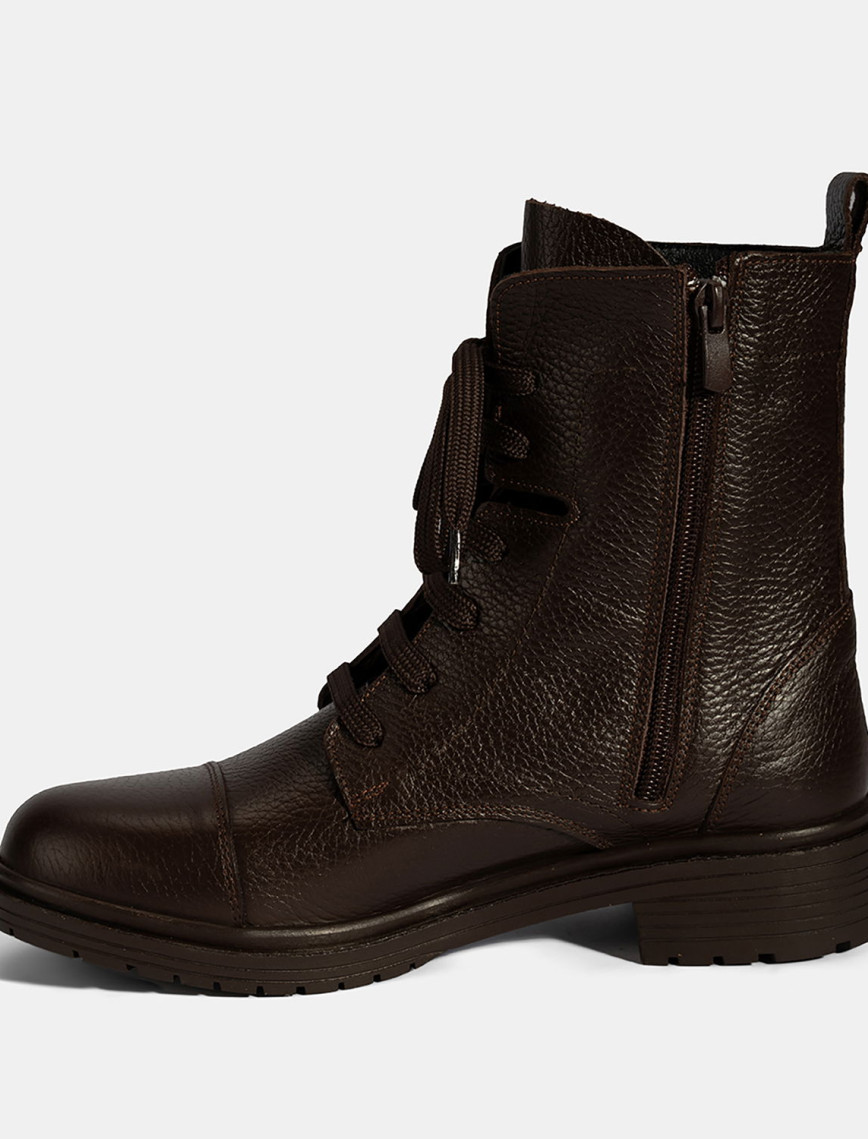 Kadın Kahve Bağcıklı Deri Postal Bot Kadın Kahve Bağcıklı Deri Postal Bot