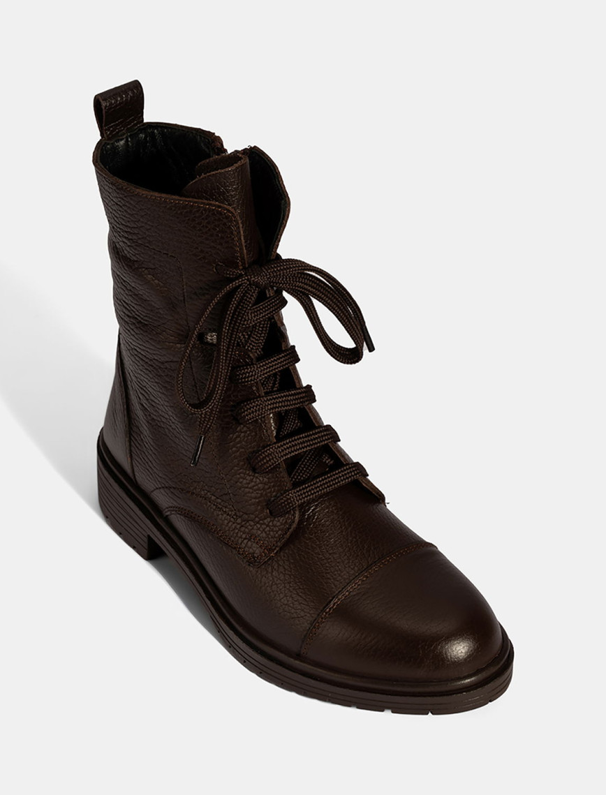 Kadın Kahve Bağcıklı Deri Postal Bot Kadın Kahve Bağcıklı Deri Postal Bot